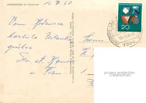 AK / Ansichtskarte Langenargen_Bodensee Fliegeraufnahme Teilansicht m. See Langenargen Bodensee