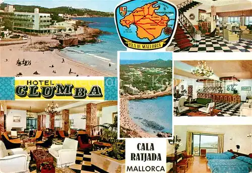 AK / Ansichtskarte Cala_Ratjada_Mallorca Hotel Clumba Strand Bucht Landkarte Cala_Ratjada_Mallorca
