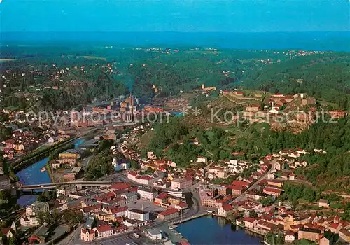 AK / Ansichtskarte Halden_Norway Fliegeraufnahme mit Bruecke Halden Norway