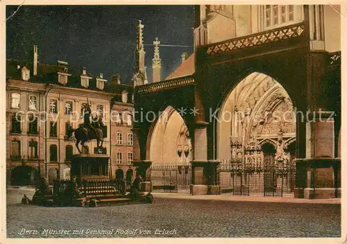 AK / Ansichtskarte Bern_BE Muenster mit Denkmal Rudolf von Erlach Bern_BE