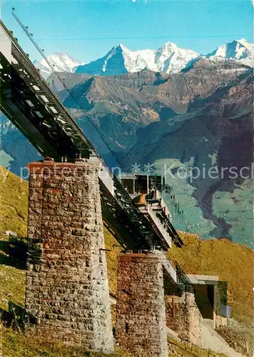 AK / Ansichtskarte Muelenen Niesenbahn auf dem Hegernalpviadukt Blick auf die Jungfraugruppe Berner Alpen Muelenen