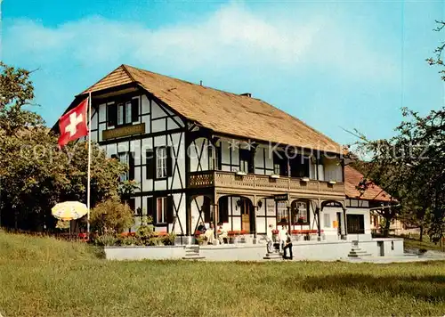 AK / Ansichtskarte Moetschwil Restaurant Schuetz Schweizer Flagge Moetschwil