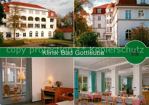 AK / Ansichtskarte Bad_Gottleuba Berggiesshuebel Klinik Eingang Freiterrasse Patientenzimmer Speisezimmer Bad