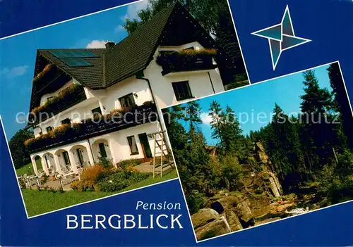 AK / Ansichtskarte Pobershau Pension Bergblick Waldpartie Felsen Erzgebirge Pobershau