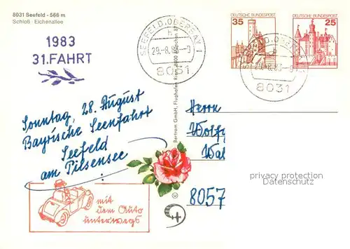 AK / Ansichtskarte Seefeld_Starnberg Schloss Eichenallee Fliegeraufnahme Seefeld_Starnberg