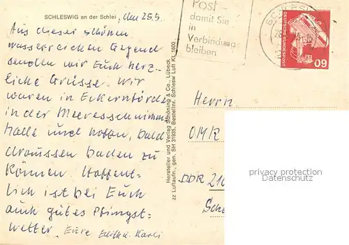 AK / Ansichtskarte Schleswig_Schlei Fliegeraufnahme mit Kirche und Faehre Schleswig_Schlei