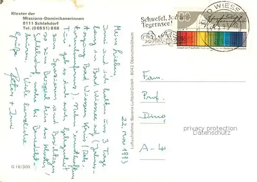 AK / Ansichtskarte Schlehdorf Kloster der Missions Dominikanerinnen Fliegeraufnahme Schlehdorf