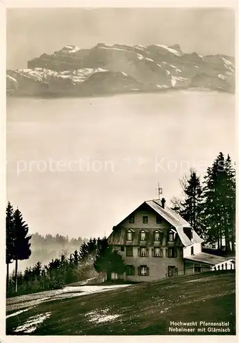 AK / Ansichtskarte Pfannenstiel_Staefa Hochwacht Nebelmeer mit Glaernisch Pfannenstiel_Staefa