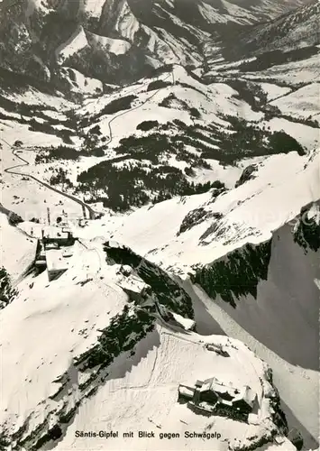 AK / Ansichtskarte Saentis_AR Saentis Gipfel mit Blick zur Schwaegalp Saentis_AR