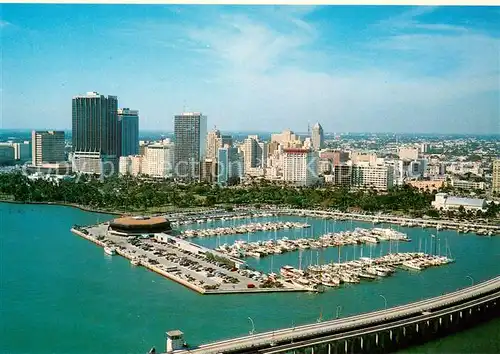 AK / Ansichtskarte Miami_Florida Aerial view of skyline downtown Miami and the Miamarina 