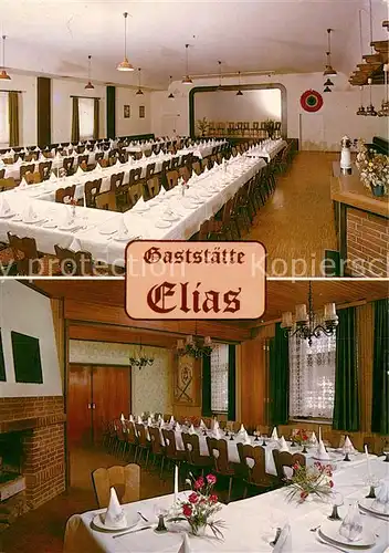 AK / Ansichtskarte Gross_Groenau Gaststaette Elias Innenansicht d. Tafel Gross Groenau