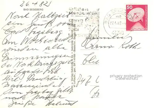 AK / Ansichtskarte Bad_Segeberg Fliegeraufnahme Teilansicht m. Kirche Bad_Segeberg