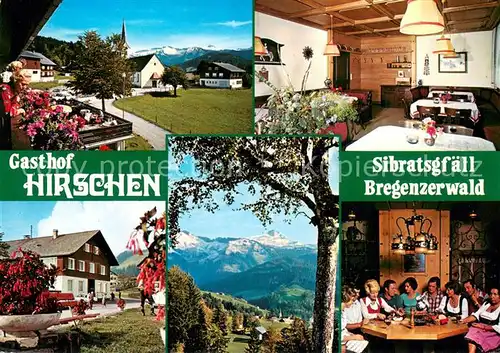 AK / Ansichtskarte Sibratsgfaell_Vorarlberg Gasthof Pension Hirschen Gastraeume Panorama Sibratsgfaell Vorarlberg