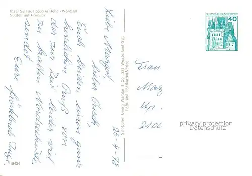 AK / Ansichtskarte Insel_Sylt Nordtel und Suedteil mit Hoernum Fliegeraufnahme Insel_Sylt