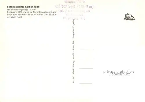 AK / Ansichtskarte Berchtesgaden Berggaststaette Soeldenkoepfl Berchtesgaden