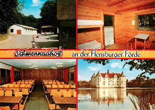 AK / Ansichtskarte Gluecksburg_Ostseebad Jugenderholungsstaette Schwennauhof Speisesaal Gluecksburger Schloss Gluecksburg_Ostseebad