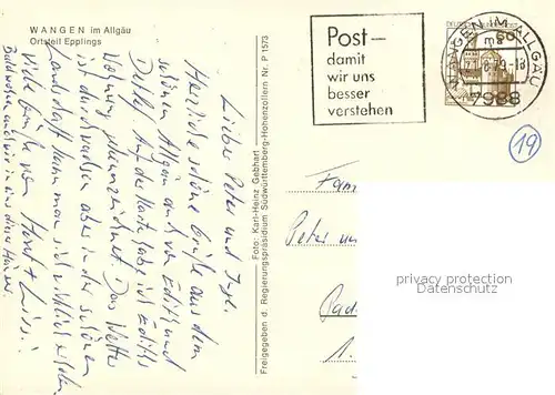 AK / Ansichtskarte Wangen_Allgaeu OT Eppling Fliegeraufnahme Wangen Allgaeu