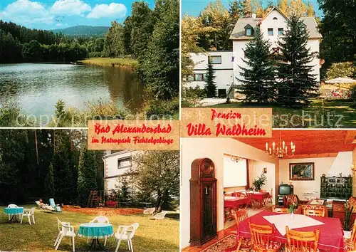 AK / Ansichtskarte Bad_Alexandersbad Pension Villa Waldheim Weiher Garten Gastraeume Bad_Alexandersbad