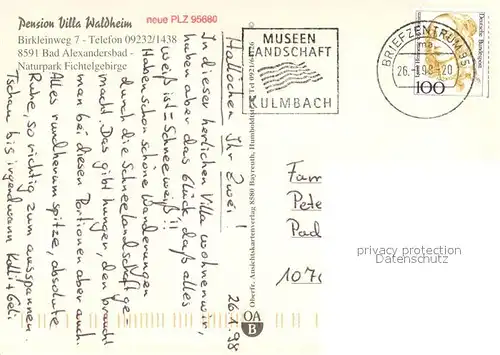 AK / Ansichtskarte Bad_Alexandersbad Pension Villa Waldheim Weiher Garten Gastraeume Bad_Alexandersbad