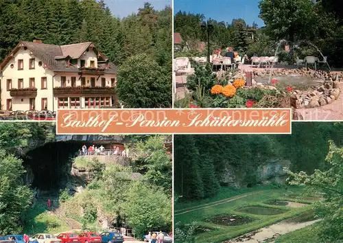 AK / Ansichtskarte Pottenstein_Oberfranken Gasthof Pension Schuettersmuehle Brunnen Teiche Pottenstein_Oberfranken
