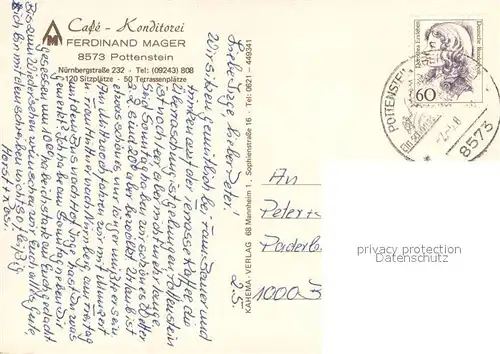 AK / Ansichtskarte Pottenstein_Oberfranken Cafe Konditorei Ferdinand Mager Gaststube Pottenstein_Oberfranken