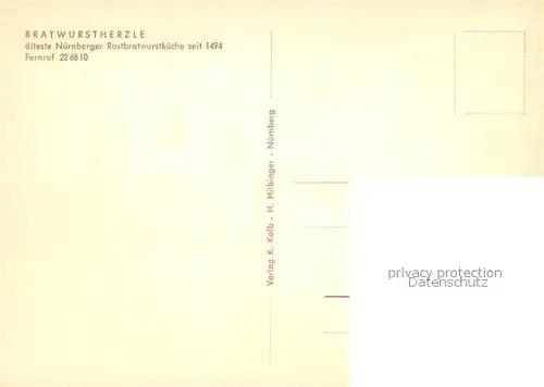 AK / Ansichtskarte Nuernberg Bratwurstherzle Gaststube Nuernberg