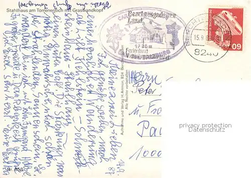 AK / Ansichtskarte Berchtesgaden Stahlhaus am Torrenerjoch mit Graswandkopf Berchtesgaden