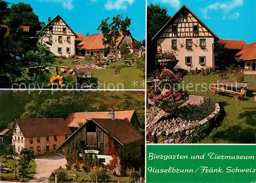 AK / Ansichtskarte Haselbrunn_Oberfranken Biergarten und Tiermuseum Teilansichten Haselbrunn Oberfranken