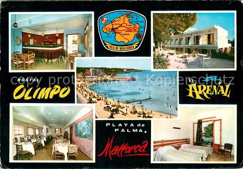 AK / Ansichtskarte Playa_de_Palma_Mallorca Hostal Olimpo El Arenal Gastraeume Zimmer Strandpartien Playa_de_Palma_Mallorca