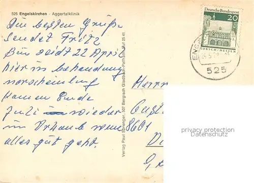 AK / Ansichtskarte Engelskirchen Aggertalklinik Aussenansicht Engelskirchen