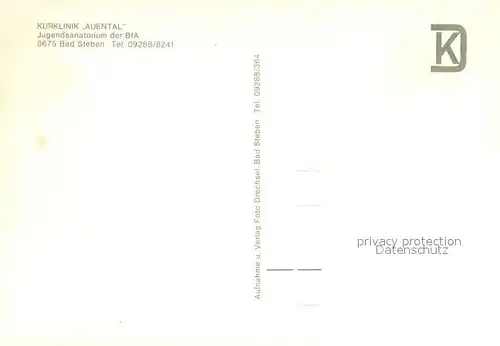 AK / Ansichtskarte Bad_Steben Kurklinik Auental Jugendsanatorium der BfA Bad_Steben