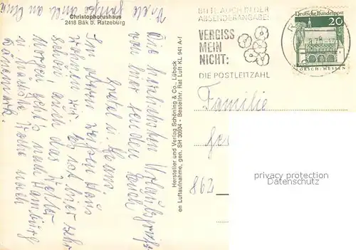 AK / Ansichtskarte Baek_Lauenburg Christophorus Haus Tagungs  und Freizeitstaette Ratzeburger See 