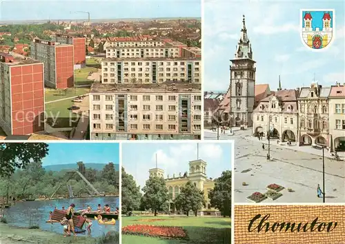 AK / Ansichtskarte Chomutov Panorama Badesee Schloss Stadtplatz Chomutov