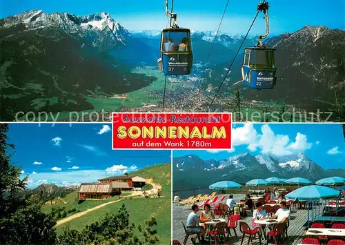 AK / Ansichtskarte Garmisch Partenkirchen Aussichts Restaurant Sonnenalm auf dem Wank Terrasse Seilbahn Garmisch Partenkirchen