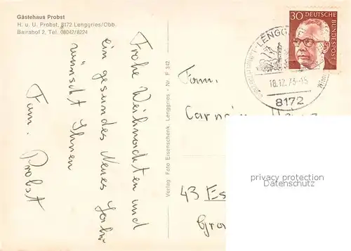 AK / Ansichtskarte Lenggries Gaestehaus Probst Lenggries