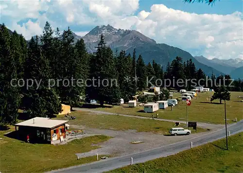 AK / Ansichtskarte Lenzerheide_GR Camping St Cassian mit Piz Mitgel und Julier Lenzerheide GR