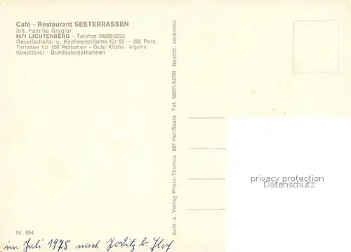 AK / Ansichtskarte Lichtenberg_Oberfranken Cafe Restaurant Seeterrassen Lichtenberg Oberfranken