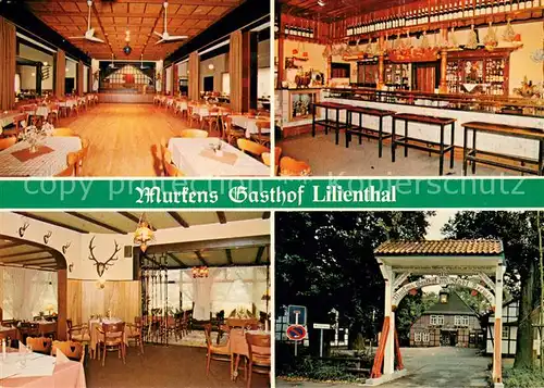 AK / Ansichtskarte Lilienthal_Bremen Murkens Gasthof Gastraeume Speisesaal Eingangstor Lilienthal Bremen