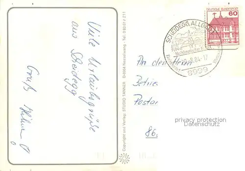 AK / Ansichtskarte Scheidegg_Allgaeu Posterholungsheim Scheidegg Gaststube Panorama Scheidegg Allgaeu