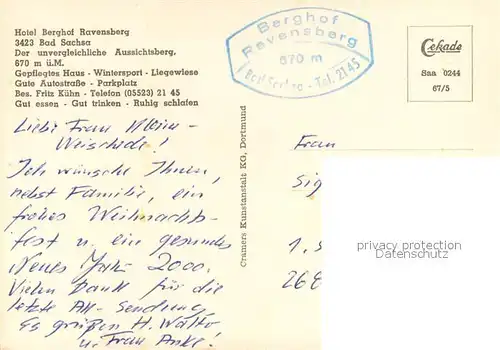 AK / Ansichtskarte Bad_Sachsa_Harz Hotel Berghof Ravensberg im Winter Bad_Sachsa_Harz