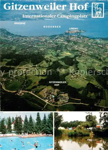 AK / Ansichtskarte Lindau_Bodensee Fliegeraufnahme Gitzenweiler Hof Freibad Teich Lindau Bodensee