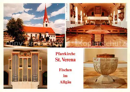 AK / Ansichtskarte Fischen_Allgaeu Kath Pfarrkirche St Verena Inneres Altar Taufbecken Fischen Allgaeu