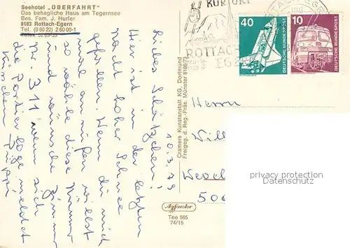 AK / Ansichtskarte Rottach Egern Seehotel ueberfahrt am Tegernsee Alpenpanorama Rottach Egern