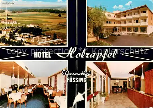 AK / Ansichtskarte Fuessing_Bad Hotel Holzapfel Fliegeraufnahme Gastraum Rezeption Fuessing_Bad