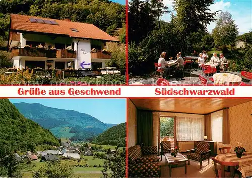 AK / Ansichtskarte Geschwend_Todtnau Cafe Pension Bergfriedstueble mit Gaestehaus Agnes Gartenterrasse Zimmer Panorama Geschwend Todtnau