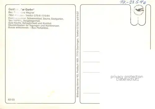 AK / Ansichtskarte Ailingen Gasthof Zur Gerbe Bar Gerberkeller Gaststube Ailingen
