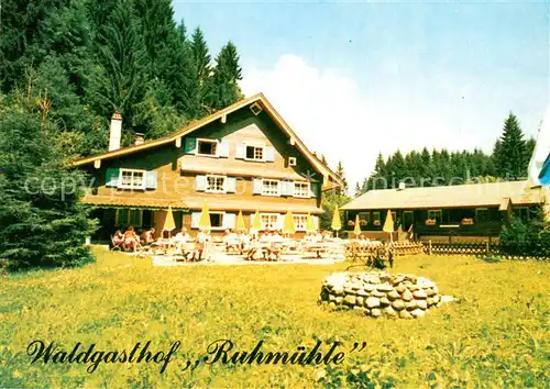 AK / Ansichtskarte Scheidegg_Allgaeu Waldgasthof Ruhmuehle Freiterrasse Scheidegg Allgaeu