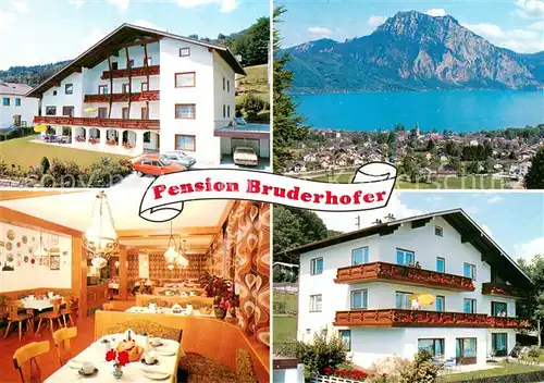 AK / Ansichtskarte Altmuenster_Salzkammergut Pension Bruderhofer Gaststube Panorama Altmuenster_Salzkammergut