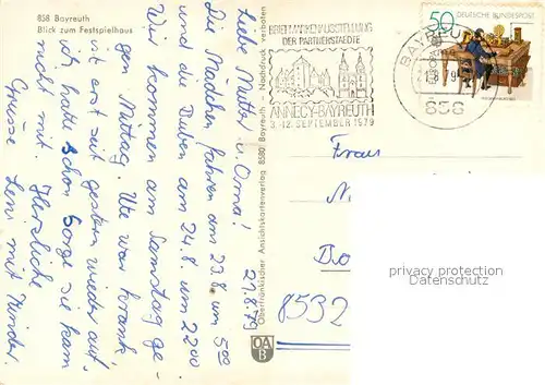 AK / Ansichtskarte Bayreuth Fliegeraufnahme mit Festspielhaus Bayreuth