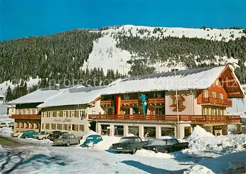 AK / Ansichtskarte Oberjoch Alpengasthof Pension Loewen Allgaeuer Alpen im Winter Oberjoch